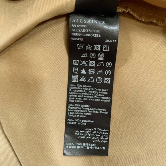 AllSaints Tierny Coni Midi Slip Dress in Metallic Olive Green Size Small - Picture 9 of 9